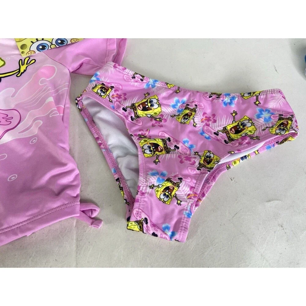 SpongeBob SquarePants 2 Piece Top and Bottoms Swim Set Swimwear Girls Size 4